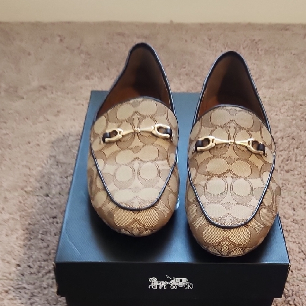 Coach Brown Flats with Gold-Toned Buckle